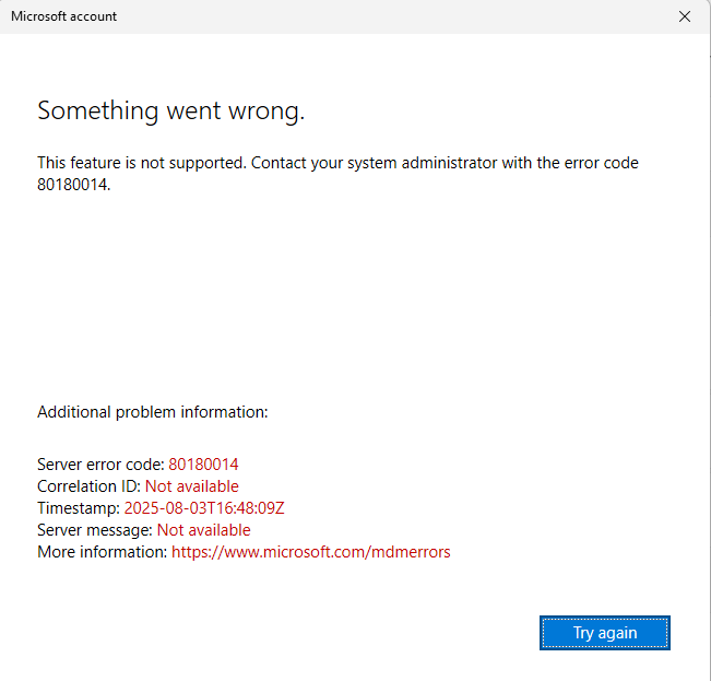 error code "80180014"