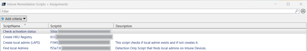 Convenient way to get Intune Remediation Scripts assignments and info