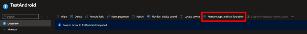 Remote device action: remove apps and configuration - Reinstall Android Apps