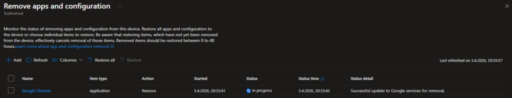 Waiting: remove apps and configuration - Reinstall Android Apps