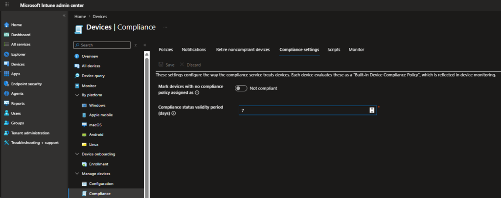 Intune Compliance Policy - Compliance Settings
