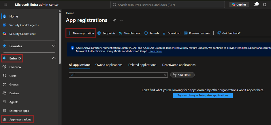 Entra ID App Registration - New Application Registration
