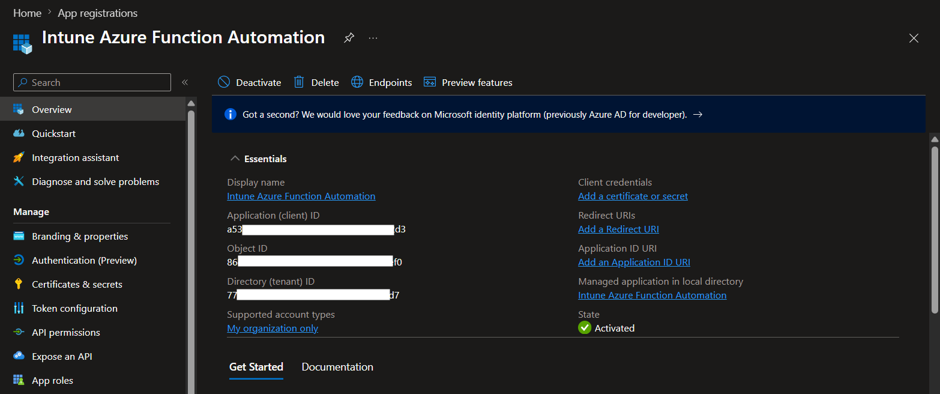 Registered Application Details