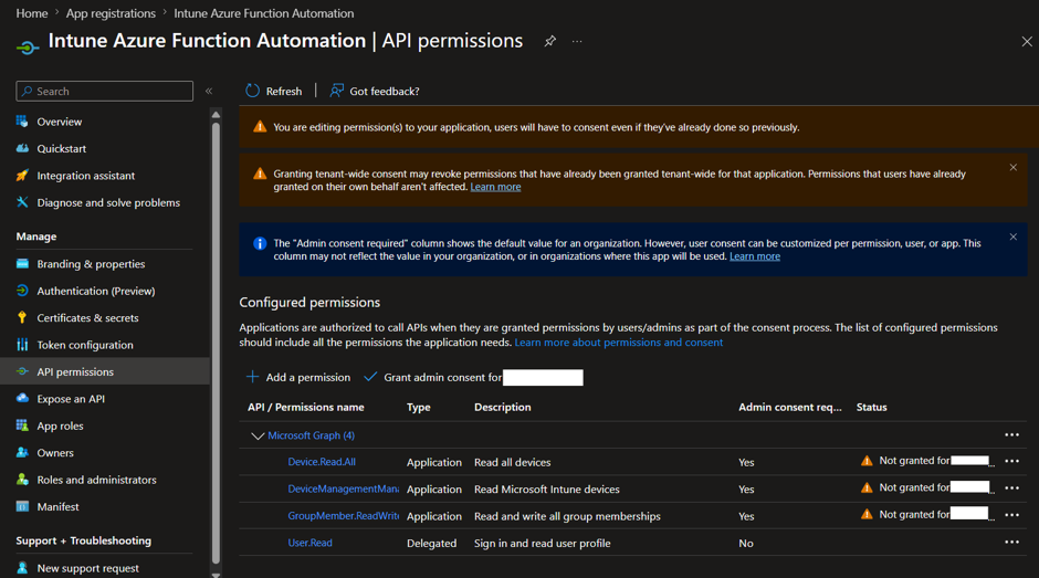 Registered Application - All permissions