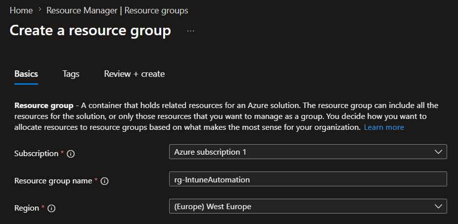 Resource Group Details