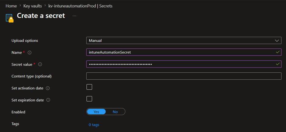 Key Vault - Secret Details