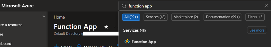 Search for Function App