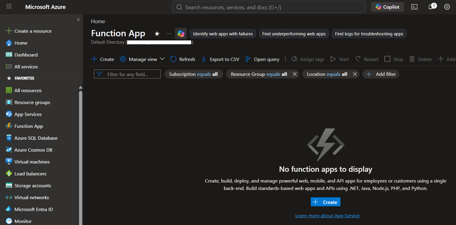 Create Function App