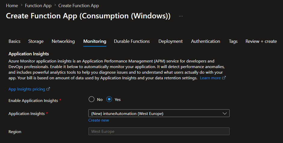 Function App Intune Automation Creation