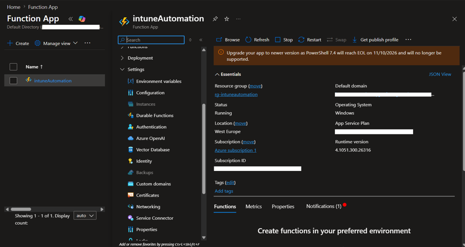 Function App created