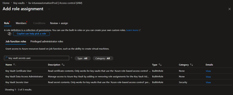 Azure function IAM