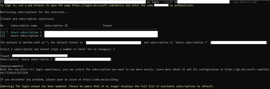 Azure CLI Login