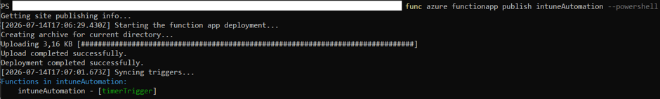 Publish Azure Function Code
