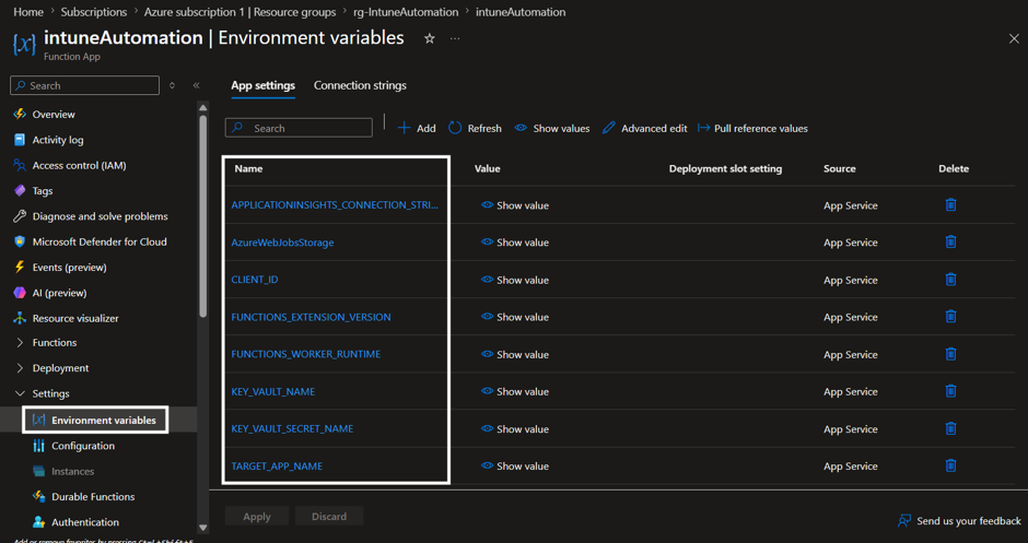 Azure Function - Azure Portal Details