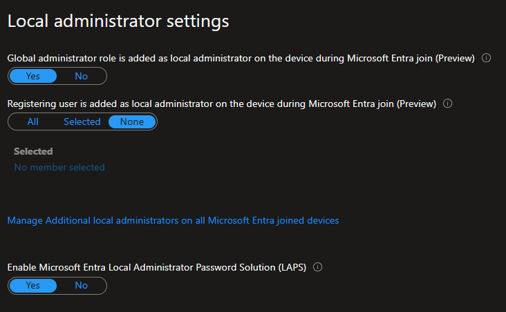 Windows LAPS policy Enablement Entra ID
